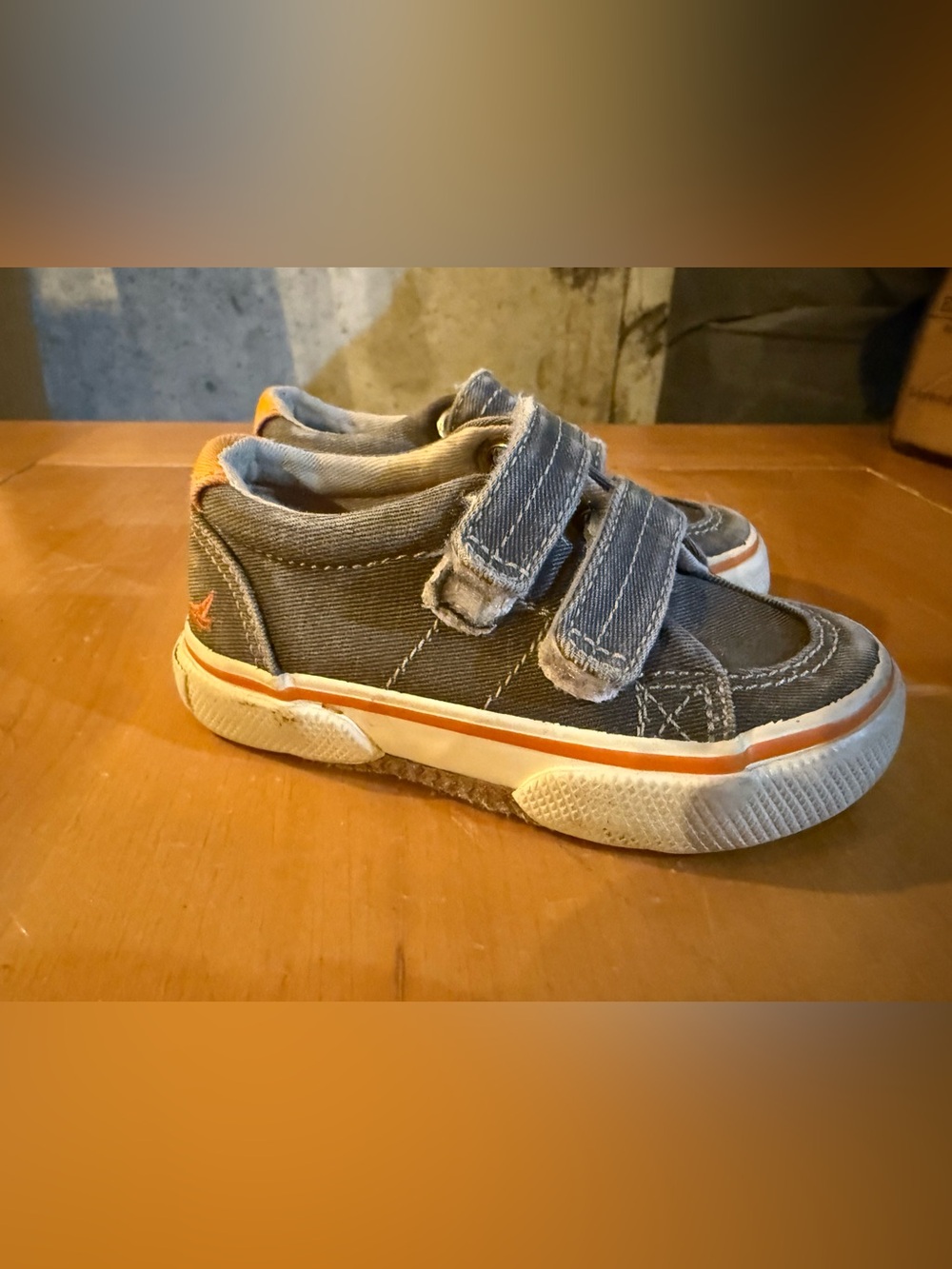 Sperry Kids Gray Canvas Sneakers with Orange Trim